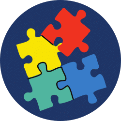 Illustration d'un puzzle avec différentes couleurs.
