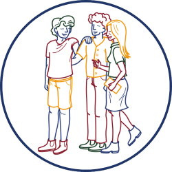 Illustration de 3 adolescents. © Foyer Fraternel