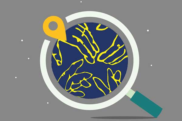 Image d'illustration : une loupe avec à l'intérieur le logo rond du Foyer Fraternel